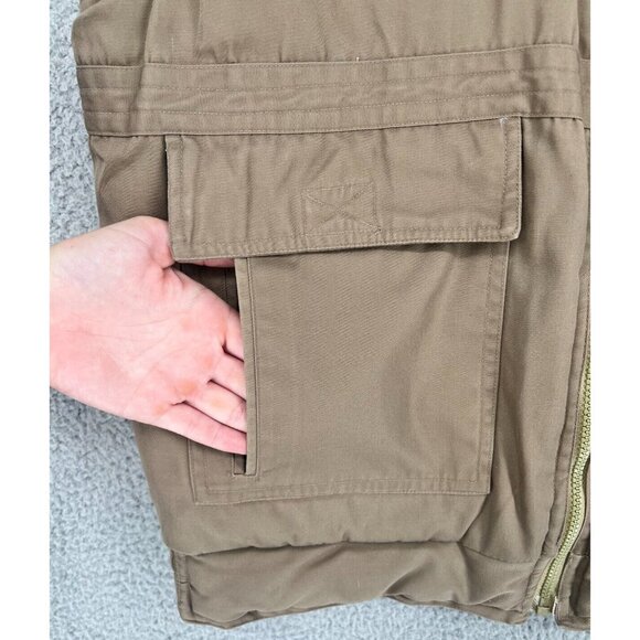 VTG Branded Lion Men's Brown Vest Pockets Insulated Blue Plaid Liners Size L - Picture 7 of 15